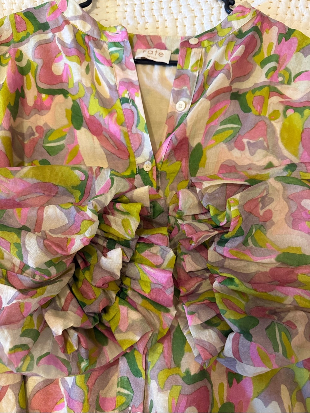 Fate Floral Tencel Blend Peplum Blouse Balloon Sleeve Top Size M - Picture 4 of 5